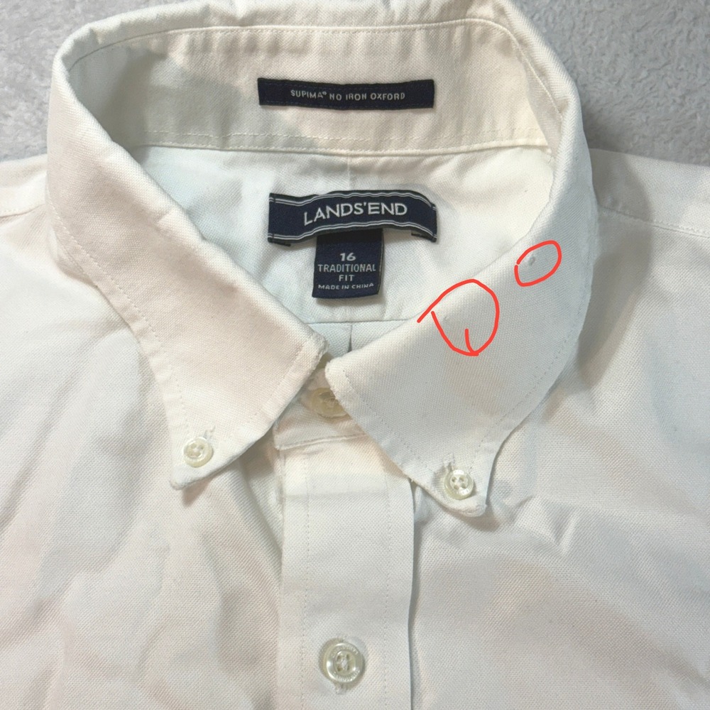 Lands End Mens Supima No Iron Oxford Short Sleeve Shirt Pack of 5 White Size 16 - Picture 6 of 13